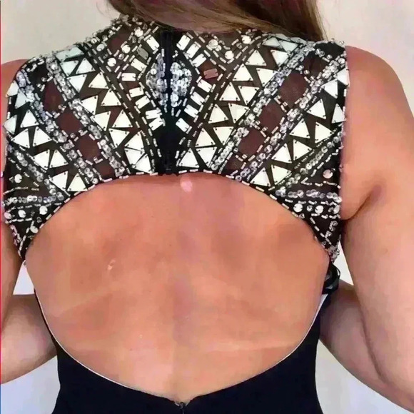 Long rhinestone top black evening gown - Picture 6 of 14